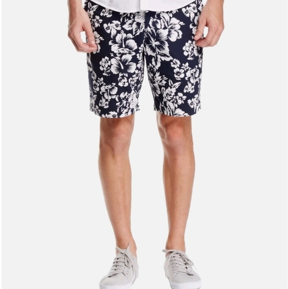 Original Penguin Men's Exploded Hibiscus Short DarkNavy White  Shorts Size 36 - Picture 1 of 13